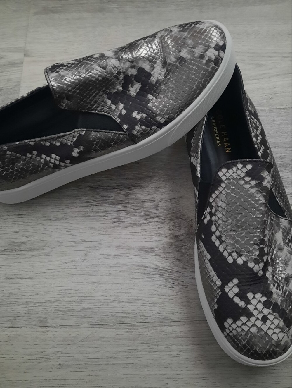 Cole Haan Black & Gray Snake-Print Slip-On Sneakers - Picture 3 of 8